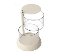 Boîte de rangement pour éponge de maquillage, boîte de rangement à 2 niveaux en PET transparent rond rotatif organisateur de mélangeur de maquillage conteneur de stockage pour