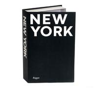 Boîte de rangement pour faux livres, avec compartiment, coffre-fort décoratif pour bureau, organiseur de livres synthétiques, noir/blanc/gris, 26 x 17 x 4 cm (New York)