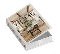 Boîte de rangement pour faux livres avec compartiment, organiseur pour la décoration de la maison et du bureau, coffre-fort de rangement secret en noir, blanc et gris (FH-30)