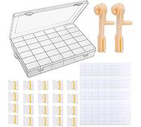 Boîte de Rangement pour Fil à Broder, 2 Bobines de Fil de fer à Broder, Lot de 200 Bobines de Soie en Plastique Blanc, 4 Feuilles d'autocollants Numéro de Fil Dentaire