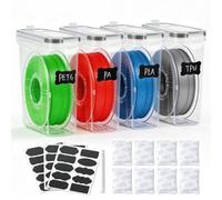 Boîte de rangement pour filament - Lot de 4 récipients pour filament d'impression 3D - Étanchéité et protection - Rangement portable avec déshydratant et étiquettes - Étanche et à la poussière - 4 l
