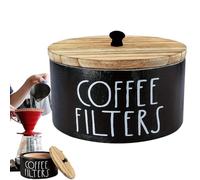 Boîte de rangement pour filtre à café - Décoration de ferme en bois avec couvercle - Rustique - Pour Drip Brew Serve Camping Travel Kitchen Counter Home Office Bar Station Cabin