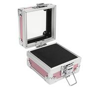 Boîte de rangement pour forets à ongles en alliage d'aluminium, couvercle transparent, organisateur à 25 trous pour les artistes et les salons de manucure, légère, durable et (Rosy)