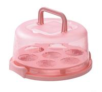 Boîte de rangement pour gâteau portable, ronde, avec double clips de verrouillage et poignée pliable, pour le transport de gâteaux de 20,3 cm (rose)