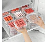 Boîte De Rangement Pour La Viande Congelée De Réfrigérateur Avec Séparation, Contenant De Conservation De Fraîcheur Pour Ménage, Boîte De Séparation Et De Rangement Pour Réfrigérateur De 2 Pcs/5 Pcs/1