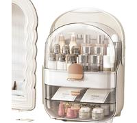 Boîte de rangement pour le maquillage, très grand espace de rangement, étanche à la poussière et à l'eau, organisateur portable de vanité pour le maquillage, BLANC