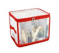 Boîte de rangement pour lumières de Noël - Récipient à fermeture éclair avec 5 bobines de séparation, poignée renforcée | Organiseur de lumières de vacances réutilisable pour sous-sol, garage, placard
