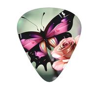 Boîte de rangement pour médiators de guitare acoustique, différentes épaisseurs, motif fleur, rose, papillon