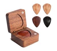 Boîte de rangement pour médiators de guitare en bois de noyer massif avec fermeture magnétique - Organiseur compact pour guitare acoustique et électrique - Support de médiator portable pour sac de