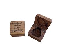 Boîte de rangement pour médiators de guitare en noyer avec inscription « I Couldn't Pick a Better Brother », cadeau d'anniversaire ou de Noël