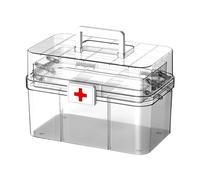 Boîte de rangement pour médicaments - Boîte à médicaments quotidienne, étui de rangement pour pilules | Armoire à pharmacie 3 couches de rangement familial, grande capacité avec poignée et boucle