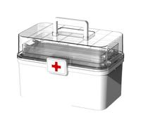 Boîte de rangement pour médicaments - Coffre à médicaments à 3 couches, étanche à la poussière, boîte de matériel médical d'urgence avec boucle de poignée, étui de rangement pour la maison, les
