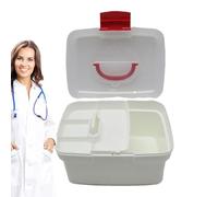 Boîte de rangement pour médicaments, organiseur, 21 x 14 x 14 cm, récipient à médicaments, support de fournitures médicales multicouche, design léger et portable avec poignée pour la maison, les