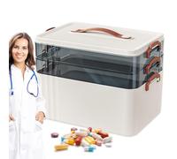 Boîte de rangement pour médicaments, organiseur à plusieurs niveaux, étui transparent pour soins de base pour la maison, le camping, les voyages, la sécurité familiale, les fournitures médicales, les
