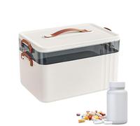 Boîte de rangement pour médicaments, organiseur de médicaments avec poignée en cuir, boîte de premiers secours à plusieurs niveaux pour la maison, l'école
