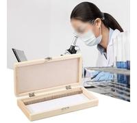 Boîte de rangement pour microscope avec serrure en fer, en bois, pour 50 diapositives, convient pour le laboratoire et l'éducation (50 pièces)
