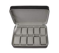 Boîte de rangement pour montre 10 emplacements pour montres en cuir PU avec fermeture éclair