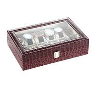 Boîte de rangement pour montres, étui de montre élégant en cuir PU à motif crocodile, 16 emplacements, support pour bagues, 8 emplacements, boîte de montre transparente, étui de rangement pour bijoux,