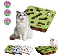 Boîte de rangement pour ongles pour chat - Puzzle interactif avec aboiement, morsure et anti-rayures - Pour le self en intérieur, le scratch et la chasse - Vert