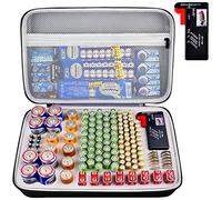 Boîte de Rangement pour Organisateur de Batterie avec testeur de Batterie (BT168), Support pour Sacoche pour 140 Piles AA AAA AAAA 9V C D Lithium 3V (Piles Non comprises)