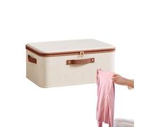 Boîte de rangement pour organisateur de vêtements - Pliable en coton et lin, grande capacité, poubelle en tissu respirant avec fermeture éclair | Pull serviette robe armoire placard salon chambre dort