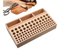 Boîte de rangement pour outils - Support de bricolage en bois de hêtre, étagère de support à fente stable, organisateur d'artisanat en cuir à 98 trous, solution de rangement de bureau compacte