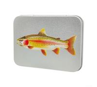 Boîte de rangement pour pêche à la mouche, en fer blanc, avec insert éponge pour hameçons et accessoires de leurres sécurisés, compact et léger, 8,76 x 11,8 x 2,3 cm (C)