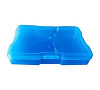 Boîte de rangement pour photos de 10 x 15 cm avec corps transparent, fermeture à boucle et cloison intérieure pour un rangement sûr des photos, autocollants et petites fournitures (bleu foncé)
