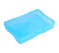 Boîte de rangement pour photos de 10 x 15 cm avec corps transparent, fermeture à boucle et cloison intérieure pour un rangement sûr des photos, autocollants et petites fournitures (bleu)