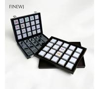 Boîte de rangement pour pierres précieuses, plateau de présentation pour diamants, boîte de collection de pierres, organisateur portable pour exposition et voyage Lid Tray White Boxes