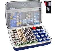 Boîte de rangement pour piles avec testeur de batterie pouvant contenir plus de 150 piles AA AAA 9 V C D Lithium 3 V LR44 CR2016 CR1632 CR2032 CR2025 (piles non incluses)