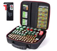 Boîte de rangement pour piles avec testeur de piles BT168, boîte de rangement rigide pouvant contenir 104 piles de différentes tailles (AAA, 9 V), organiseur de piles Glamgen (piles non incluses)