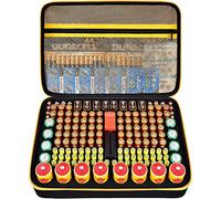 Boîte de rangement pour piles avec testeur de piles (BT168), support pour 220 piles AA AAA AAAA 9 V C D Lithium 3 V (sans piles), marron, Portable