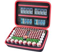 Boîte de rangement pour piles avec testeur de piles pouvant contenir plus de 162 piles AA AAA AAAA C D 9 V 3 V Lithium (sac uniquement) (rouge)
