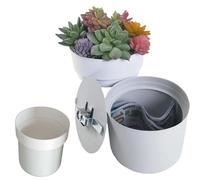 Boîte de rangement pour pot de fleurs - Sécurité pour pot de fleurs - Cache-clés de rechange secret et boîte de rangement pour clés - Avec serrure à clé pour l'extérieur, le jardin, la pelouse, Salut