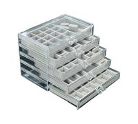 Boîte de rangement pour présentoir à bijoux en acrylique transparent à 5 tiroirs de rangement avec inserts de plateau en velours pour échantillon de configuration de table Organisateur de bijoux de de