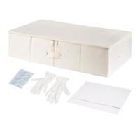 Boîte de rangement pour robe de mariée avec 1 paire de gants en microfibre et 20 feuilles de papier de soie sans acide pour ranger les robes de mariée, sous le lit