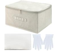 Boîte de rangement pour robe de mariée avec 40 feuilles et 1 paire de gants en microfibre sans acide - Boîte de rangement pour robe de mariée (carrée)