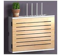 Boîte de rangement pour routeur - Support mural en bois pour câbles de modem, décodeur et cordons d'alimentation - Idéal pour la maison, la chambre à coucher et le salon, Naturel-C, 42,4 x 32,4 x 10