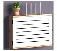 Boîte de rangement pour routeur - Support mural en bois pour câbles de modem, décodeur et cordons d'alimentation - Idéal pour la maison, la chambre à coucher et le salon, blanc B, 42,4 x 32,4 x 10 cm