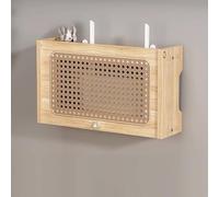 Boîte De Rangement Pour Routeur Wifi,Cadre de toupie Boîte de Rangement,Support Box Internet,boîte de Protection de Prise Murale Murale,Rangement Box Internet,pour WiFi, TV.(Natural,40x11x23cm)