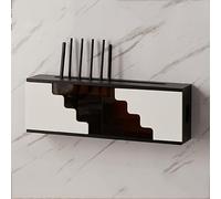 Boîte de rangement pour routeur WiFi sans fil, étagère murale avec gestion des câbles, design en bois et verre pour une décoration organisée - Solution de rangement pour la maison
