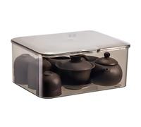 Boîte de rangement pour service à thé, transparente, grande capacité, multifonctionnelle, anti-poussière, tasse à thé, théière, boîte de rangement avec couvercle pour la maison,
