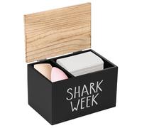 Boîte de rangement pour tampons en bois - 20 x 13 x 13 cm - 2 compartiments - Multifonction - Étanche à la poussière - Avec couvercle - Peu encombrant - Pour salle de bain, coiffeuse, bureau