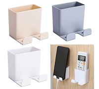 Boîte de rangement pour télécommande de climatisation - Support mural pour téléphone portable - 3 pièces - Blanc abricot, gris