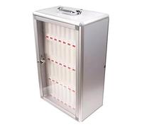 Boîte De Rangement pour Téléphone Portable 12/24/36/48/60 Slots Alloy Aluminum Wall-Mounted Pocket Chart Lock Box with Key avec Poignée pour Salle De Classe, Bureau, Examen(Silver-A,36)