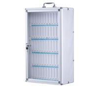 Boîte De Rangement pour Téléphone Portable 12/24/36/48/60 Slots Alloy Aluminum Wall-Mounted Pocket Chart Lock Box with Key avec Poignée pour Salle De Classe, Bureau, Examen(Silver-B,60)