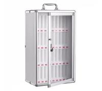 Boîte De Rangement pour Téléphone Portable 12/24 /36/48/60 Slots Pocket Chart Lock Box with Key Boîte À Clé en Alliage D'aluminium pour Téléphone Portable avec Poignée(Silver-A,36)