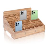 Boîte de rangement pour téléphone portable, 30 grilles, téléphones portables en bois, garage pour téléphone portable, support de calculatrice, boîte de rangement pour téléphone portable, pour salle de