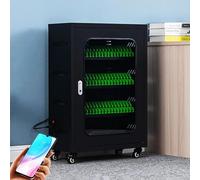 Boîte de rangement pour téléphone portable avec support en acrylique, station de charge et casier 2 en 1 (50 emplacements), chargeur USB sur roulettes pour bureaux et salles de conférence, o
